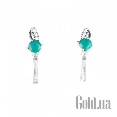 Серьги Серебряные серьги с агатами и куб. циркониями