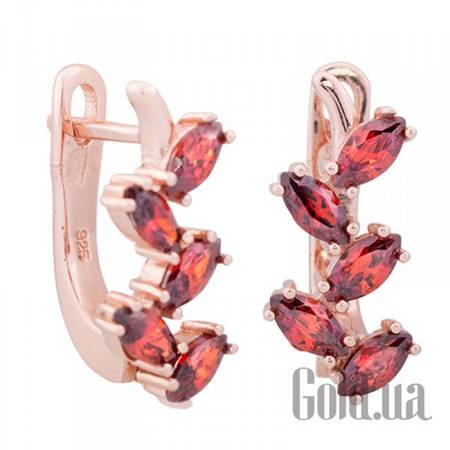 Серьги Серебряные серьги с куб. циркониями в позолоте