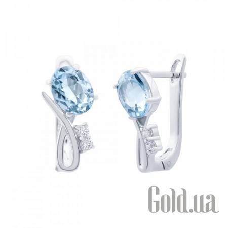 Серьги Серебряные серьги с топазами и куб. циркониями