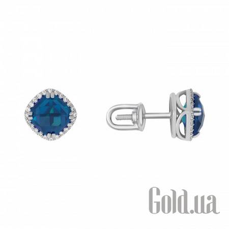 Серьги-гвоздики Золотые серьги с куб. циркониями и топазами