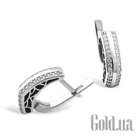 Серьги Серебряные серьги с куб. циркониями и эмалью