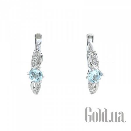 Серьги Серебряные серьги с топазами и куб. циркониями