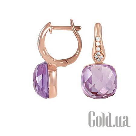 Серьги Золотые серьги с бриллиантами и аметистом
