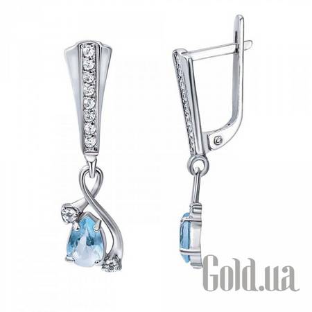 Серьги с подвесками Серебряные серьги с куб. циркониями