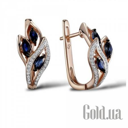 Серьги Золотые серьги с бриллиантами и сапфирами