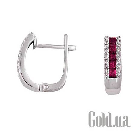 Серьги Золотые серьги с бриллиантами и рубинами