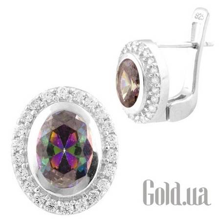 Серьги Серебряные серьги с топазами и куб.циркониями