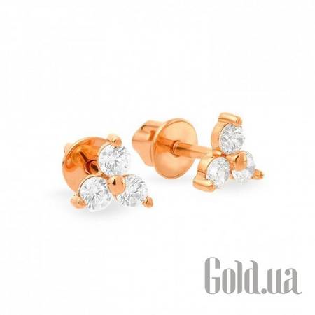 Серьги-гвоздики Золотые серьги с куб. циркониями