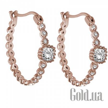 Серьги-кольца Серебряные серьги с куб. циркониями в позолоте
