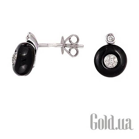 Серьги-гвоздики Золотые серьги с бриллиантами и агатами