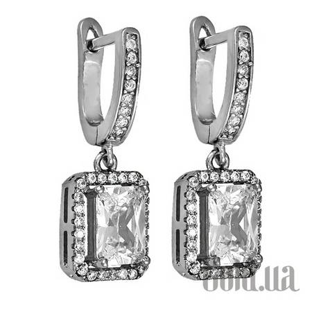 Серьги с подвесками Серебряные серьги с куб. циркониями