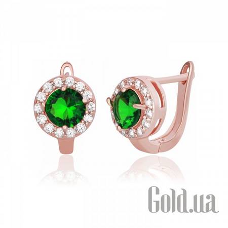 Серьги Серебряные серьги с куб. циркониями в позолоте