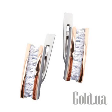 Серьги Серебряные серьги с куб. циркониями в позолоте