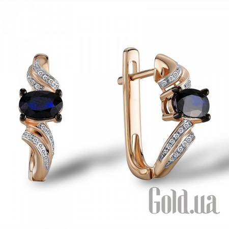 Серьги Золотые серьги с бриллиантами и сапфирами