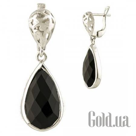 Серьги с подвесками Серебряные серьги с ониксами