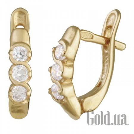 Серьги Серебряные серьги с куб. циркониями в позолоте