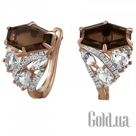 Серьги Золотые серьги с бриллиантами и кварцами