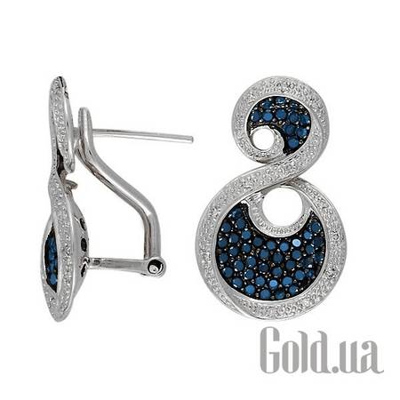 Серьги Золотые серьги с бриллиантами и сапфирами