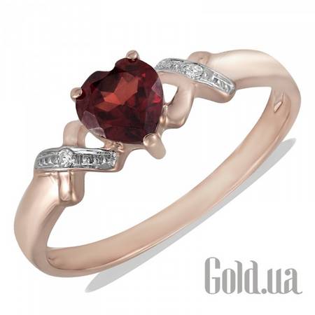 Кольцо Золотое кольцо с бриллиантами и гранатом, 16.5