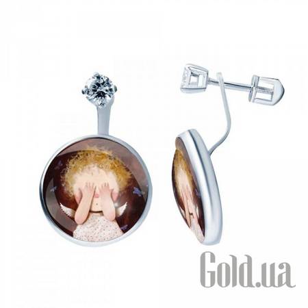 Серьги-гвоздики Серебряные серьги с куб. циркониями