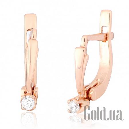 Серьги Серебряные серьги  с куб. циркониями в позолоте