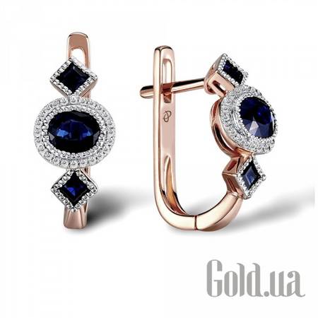 Серьги Золотые серьги с бриллиантами и сапфирами