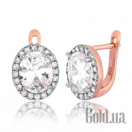 Серьги Silvex925 Серебряные серьги с  куб. циркониями в позолоте