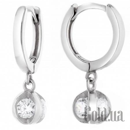 Серьги с подвесками JF Серебряные серьги с куб. циркониями