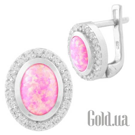 Серьги Серебряные серьги с опалами и куб. циркониями