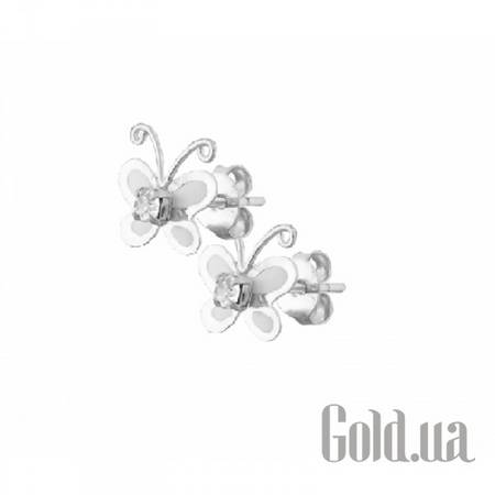 Серьги-гвоздики Серебряные серьги с ювелирным стеклом