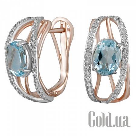 Серьги Золотые серьги с кубическим цирконием и топазом