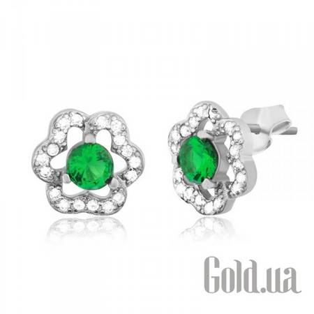 Серьги-гвоздики Серебряные серьги с куб. циркониями