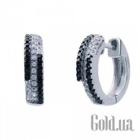 Серьги-кольца Серебряные серьги с куб. циркониями