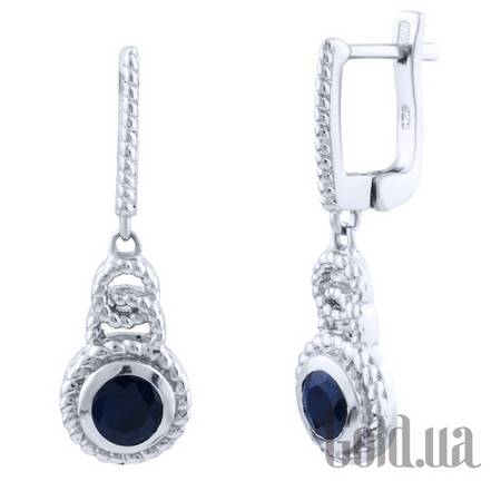 Серьги с подвесками Серебряные серьги с сапфирами
