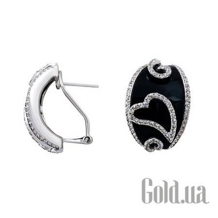 Серьги Золотые серьги с белыми сапфирами и агатами