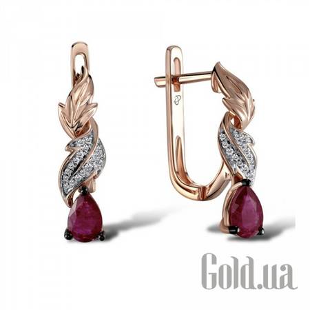 Серьги Золотые серьги с бриллиантами и рубинами