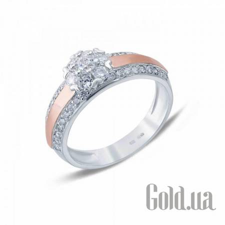 Кольцо Серебряное кольцо с куб. циркониями и вставками золота, 18