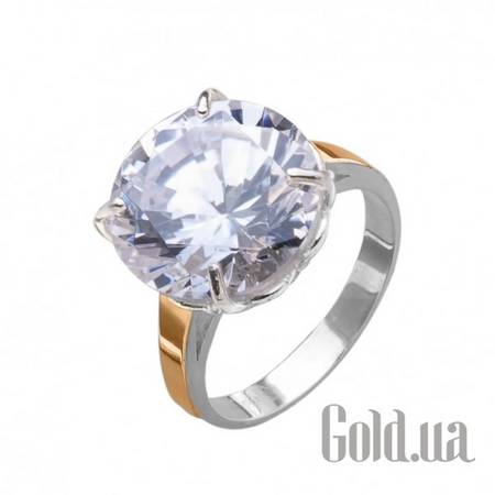 Кольцо Серебряное кольцо с куб. цирконием в позолоте, 18.5