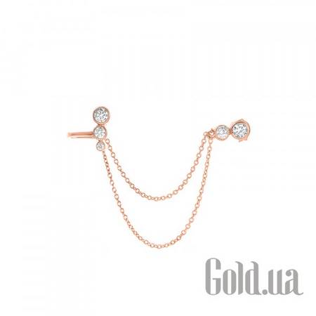 Серьги с подвесками Серебряная одинарная серьга с куб. циркониями в позолоте