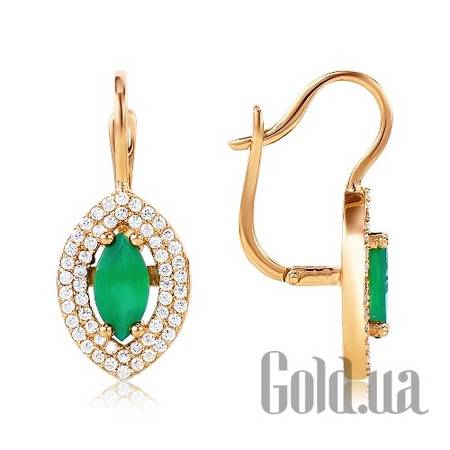 Серьги Золотые серьги с ониксами и куб. циркониями