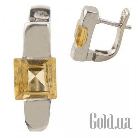 Серьги Серебряные серьги с цитринами