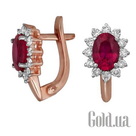 Серьги Золотые серьги с бриллиантами и рубинами
