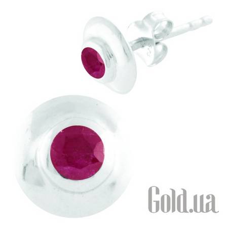 Серьги-гвоздики Серебряные серьги с рубинами