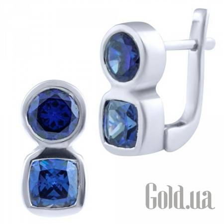 Серьги Серебряные серьги с синт. танзанитами