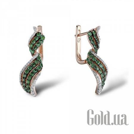 Серьги Золотые серьги с бриллиантами и изумрудами