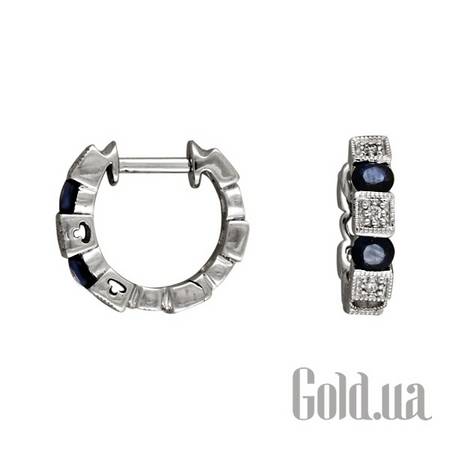 Серьги-кольца Золотые серьги с бриллиантами и сапфирами