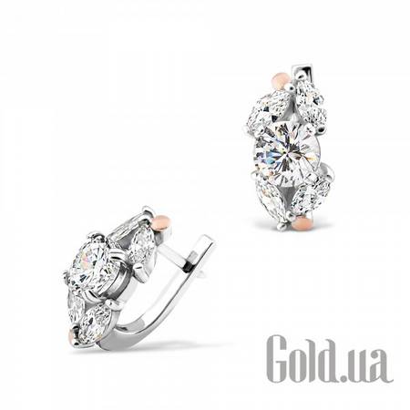 Серьги Серебряные серьги с куб. циркониями в позолоте