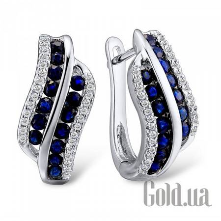 Серьги Золотые серьги с бриллиантами и сапфирами