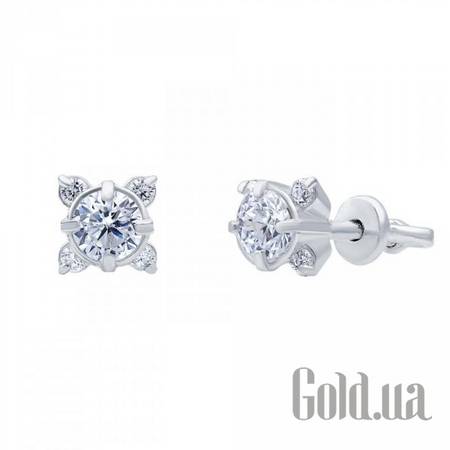 Серьги-гвоздики Серебряные серьги с куб. циркониями