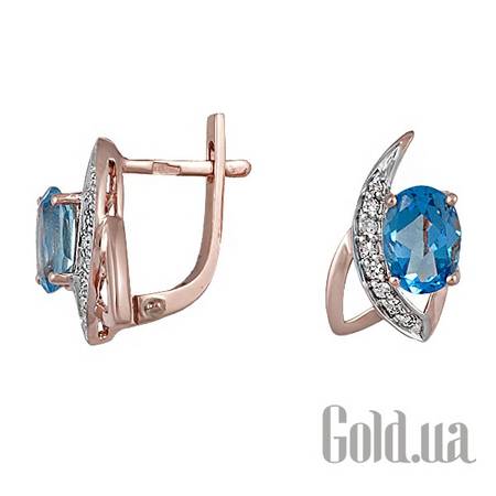 Серьги Золотые серьги с бриллиантами и топазами